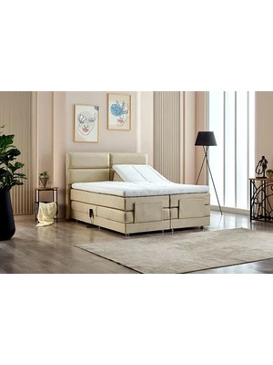 Vivense Nivo Kumandalı Baza Başlık Yatak Seti, Bej, 90X200