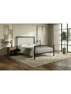 Vivense Breeze Metal Karyola, Siyah, Gri 120X200