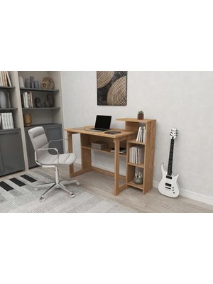 Vivense Saye Kitaplıklı Çalışma Masası, Atlantik Çam, 5 Raflı