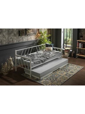 Vivense Glory Daybed Yavrulu Metal Karyola, Beyaz, 90X190