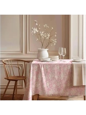 Vivense Pembe Botanica Nostalji Pamuk Masa Örtüsü, 100X100 cm