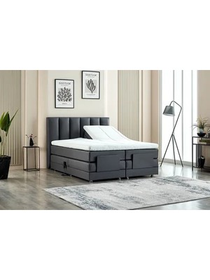 Vivense Nera Kumandalı Baza Başlık Yatak Seti, Antrasit, 160X200