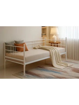 Vivense Soho Daybed Tek Kişilik Beyaz, Metal Karyola, 90X190