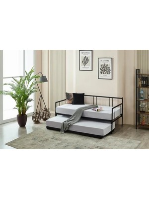 Vivense Forte Daybed Yavrulu Metal Karyola, Siyah, 90X190