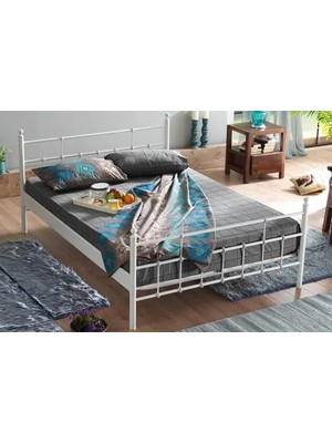 Vivense Lalas Metal Karyola, Beyaz, 140X200