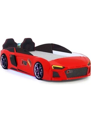 Vivense Audi Full Ledli Kumandalı ve Müzikli Arabalı Yatak, Kırmızı