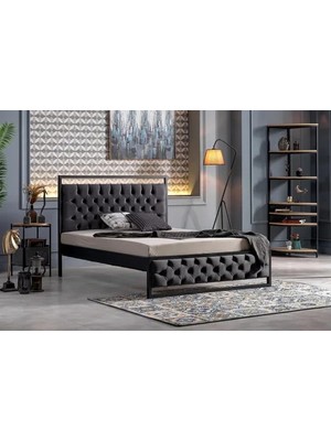 Vivense Mithra Metal Karyola, Siyah, Antrasit 150X200