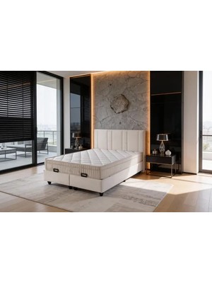 Vivense Sahra Baza ve Başlık Seti, Krem, 160X200