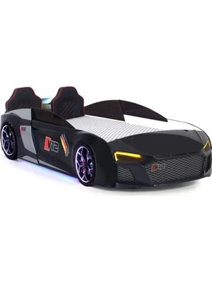 Vivense Audi Full Ledli Kumandalı ve Müzikli Arabalı Yatak, Siyah