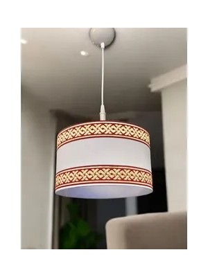 Vivense Bordo Gold Dokuma Şeritli Sarkıt Avize, Krem