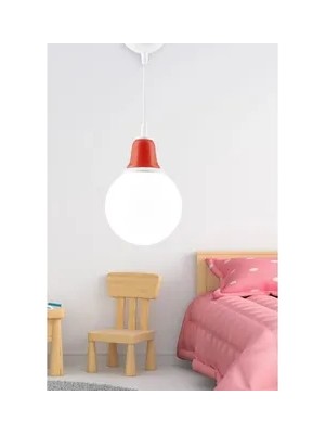 Vivense Kırmızı Seramikli Beyaz Glop Camlı Sarkıt Avize