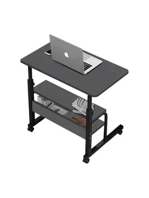 Vivense Yükseklik Ayarlı Çift Raflı Laptop Sehpası, Antrasit 70X40