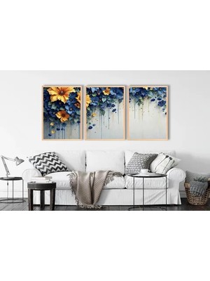 Vivense Blue Yellow Flowers Tablo Seti, 50X70