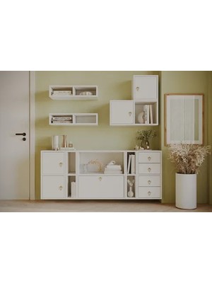 Vivense Bk Çok Amaçlı Dolap, 4 Kapak 1 Düşer Kapaklı, Kbr