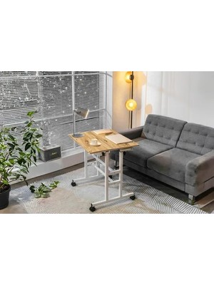 Vivense Yükseklik Ayarlı Laptop Masası, Çam Beyaz, 80X60
