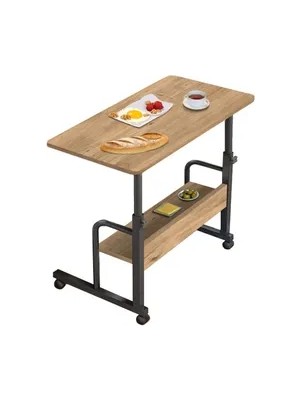 Vivense Yükseklik Ayarlı Raflı Kahvaltı Sehpası, Çam, 70X40
