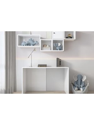 Vivense Duvar Raflı Çalışma Masası, Kapaklı ve Çok Bölmeli
