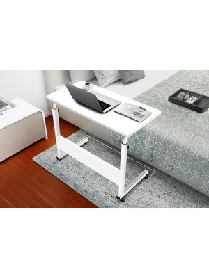 Vivense Yükseklik Ayarlı Çalışma Masası, Beyaz Tekerli 80X40