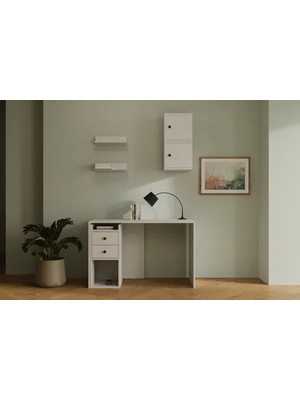 Vivense Milano Şık ve Modern Duvara Monte Çalışma Masası, 2 Çekmece 2 Kapaklı