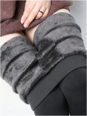Kadın Siyah Dikişsiz Termal Peluş Tayt Dış Giyim