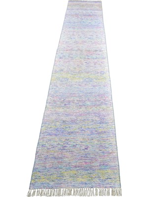 Zehra Abla Halı Yeni El Dokuma Okyanus Dalgalı Bukleli Pamuklu Yörük Yolluk Kilim 7261