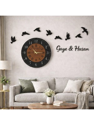 Kişiye Özel 40CM Tasarım Duvar Saati, Modern ve Şık Dekor Unsuru