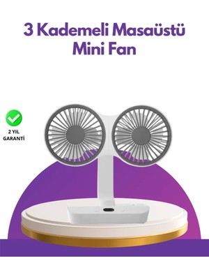Midas Toptan Home 4 Kademeli Hız Ayarlı USB Şarjlı Çift Taraflı Masaüstü Vantilatör