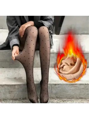 F.k. Ten Görünümlü Içi Peluş Puantiyeli Çorap