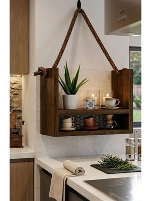 Yıldız Home Life Ahşap Dekoratif Duvar Banyo Düzenleyici 2katlı Raf Venge