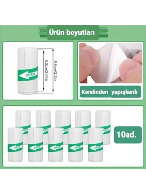 10 Adet Mini Taşınabilir Yazıcı Yapışkanlı Rulo Termal Kağıt 56MM
