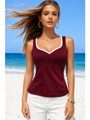 Janes Kadın Askılı Kalp V Yakalı Dalgıç Bluz