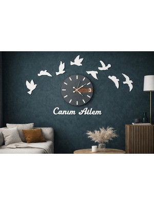 Kişiye Özel 40 cm Kuş Temalı Salon ve Oda Duvar Saati