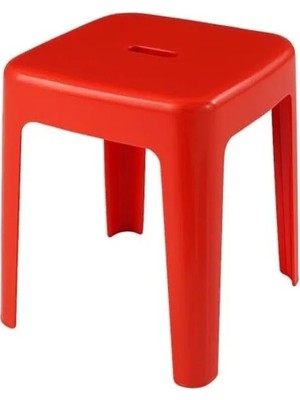 Calperia Kırmızı Renk Sağlam Plastik Tabure, 36X36X46 cm Boyutlarında