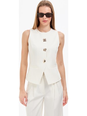 Pierre Cardin Kadın Ekru Slim Fit Yelek 50320344-VR019