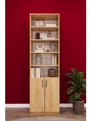 Asra Trend Modern Meşe Kapaklı Ayarlanabilir Raf Ev Ofis Kitaplık %100 MDF Dekoratif Kitaplık K32