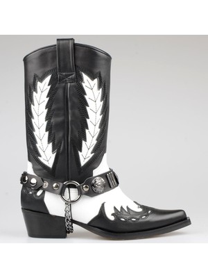 FootCourt Kadın Kovboy Çizmesi Deri Malzeme Orta Topuk Günlük Kullanım İçin El Yapımı