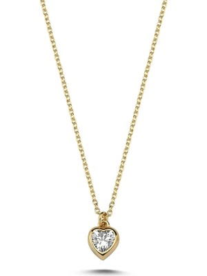 Yavuz Kuyumculuk 14 Ayar Altın Tektaş Kalp Kolye