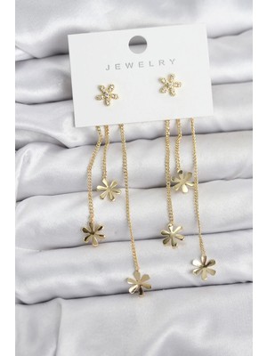 bebekokusu Tegan Papatya Model Gold Renk Pirinç Sallantılı Kadın Küpe TG27BKP11467