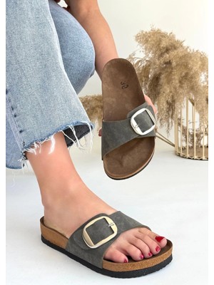 bebekokusu Zooy Yeşil Nubuk Terlik