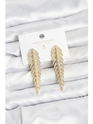 bebekokusu Tegan Pirinç Gold Renk Balık Sırtı Model Zirkon Taşlı Kadın Küpe TG27BKP11516