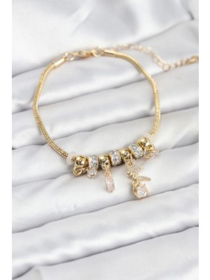 bebekokusu Tegan Pirinç Gold Renk Tinkerbell Charmlı Kadın Bileklik TG27BB8189