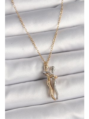 bebekokusu Tegan 316L Çelik Gold Renk Zincir Renkli Sarılma Model Kadın Kolye TG27BKO9765