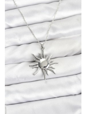 bebekokusu Tegan 316L Çelik Zincir Gümüş Renk Güneş Model Kadın Kolye TG27BKO10900