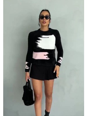 bebekokusu Bıyıklı Triko Kazak Siyah