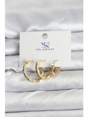 bebekokusu Tegan Gold Renk Zirkon Taşlı Kadın Küpe TG27BKP11344