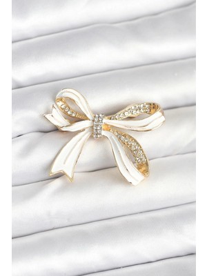 bebekokusu Tegan Beyaz Renk Fiyonk Model Broş TG27BR461