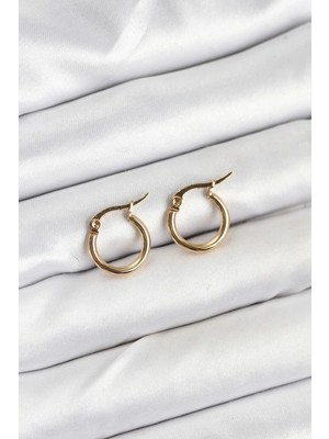 bebekokusu Tegan 316L Çelik Gold Renk 12 mm Halka Kadın Küpe TG27BKP11224
