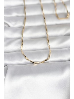 bebekokusu Tegan cm 14K Gold Renk Kesme Çubuk Zincirli Model 60 cm Kadın Kolye TG27BKO10988