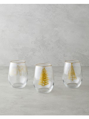 English Home Glitter Cam 3'lü Bardak 350 ml Gold