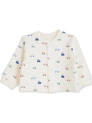 Hellobaby Erkek Bebek Kapitone Hırka Araba Baskılı Çıtçıtlı Bisiklet Yaka Long Sleeve